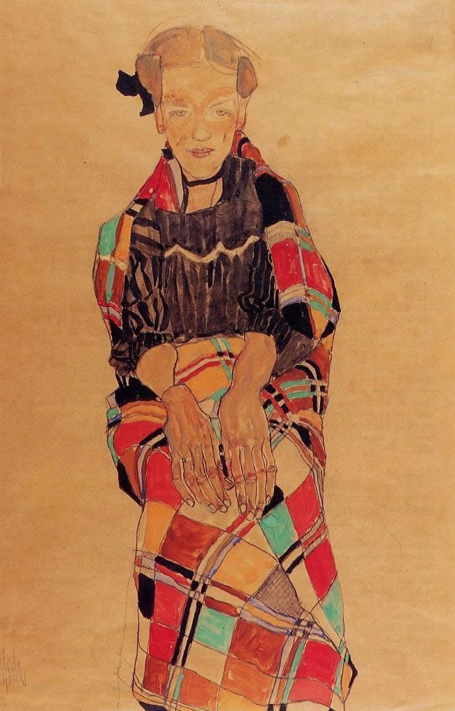 Egon Schiele Girl in Black Pinafore